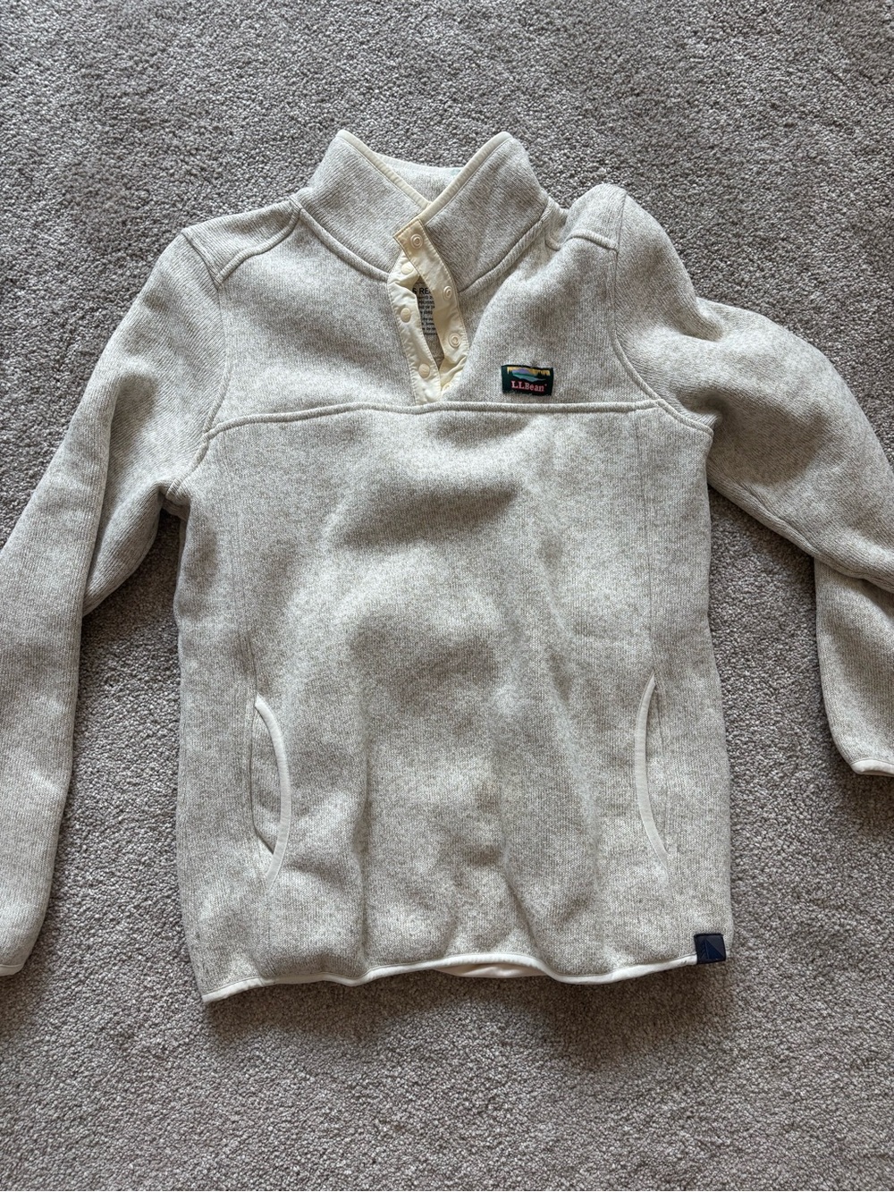 L.L.Bean Cream Snap-Placket Fleece Pullover